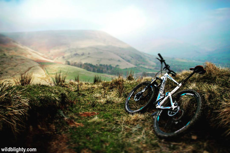 Mountain Biking on the Chapel Gate Path in the Edale Valley area of the Peak District.