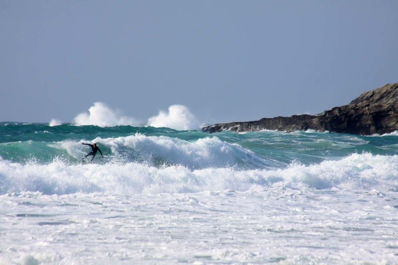 Surfing on Fistral Beach, Newquay.