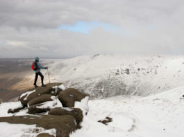 Snowy walk on Kinder Scout