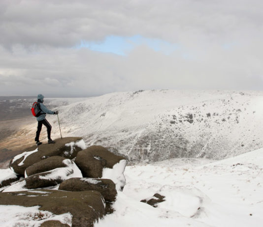 Snowy walk on Kinder Scout
