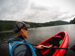 A POV image of kayaker on Llyn Gwynant