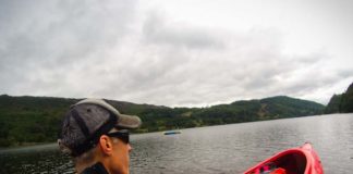 A POV image of kayaker on Llyn Gwynant