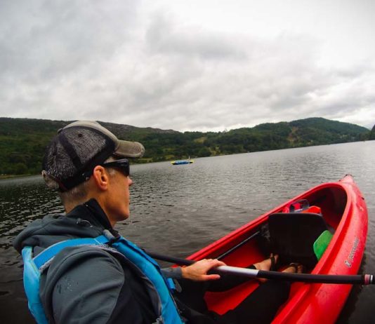 A POV image of kayaker on Llyn Gwynant