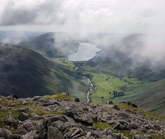 View of Wasdale Head and Wast Water from Great Gable.
