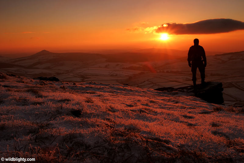 A winter sunset view from Shining Tor