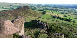 Elevated view from The Roaches in the White Peak area of the Peak District