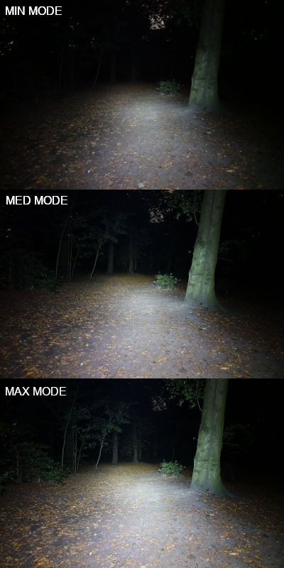 3 images showing the different light modes