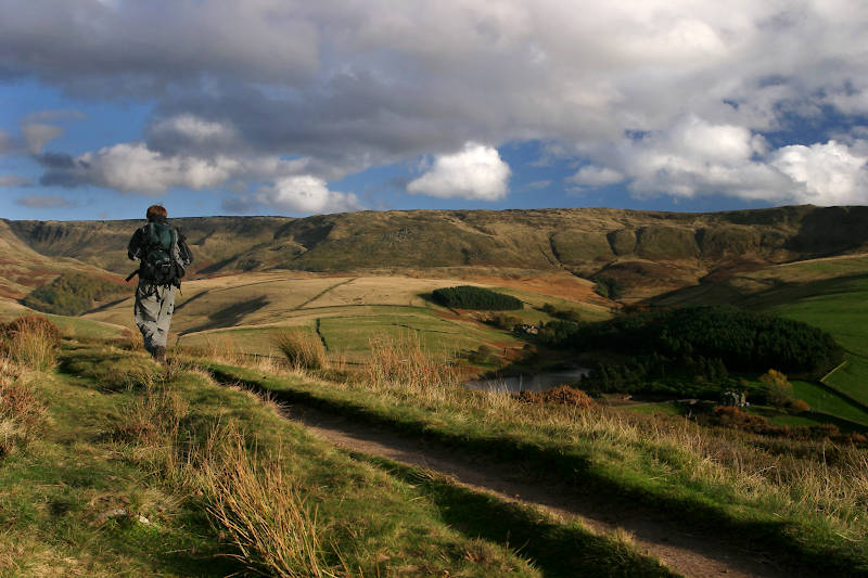 Distant view of the Kinder Scout plateau from Snake Path.