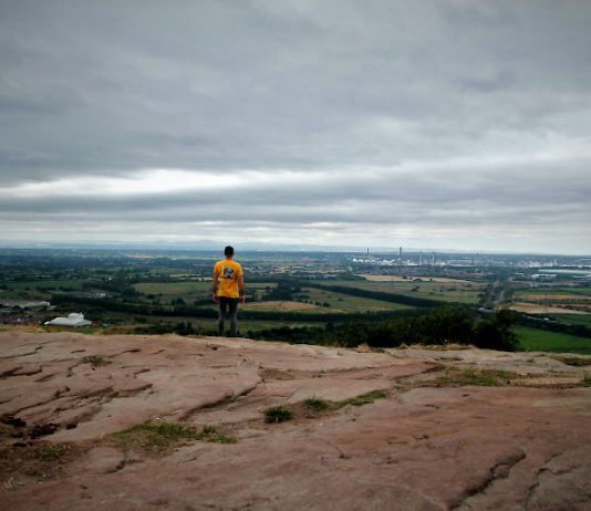 View from the sandstone summit of Helsby Hill.