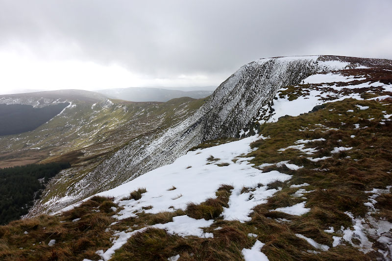 View of a snowy Cadair Berwyn