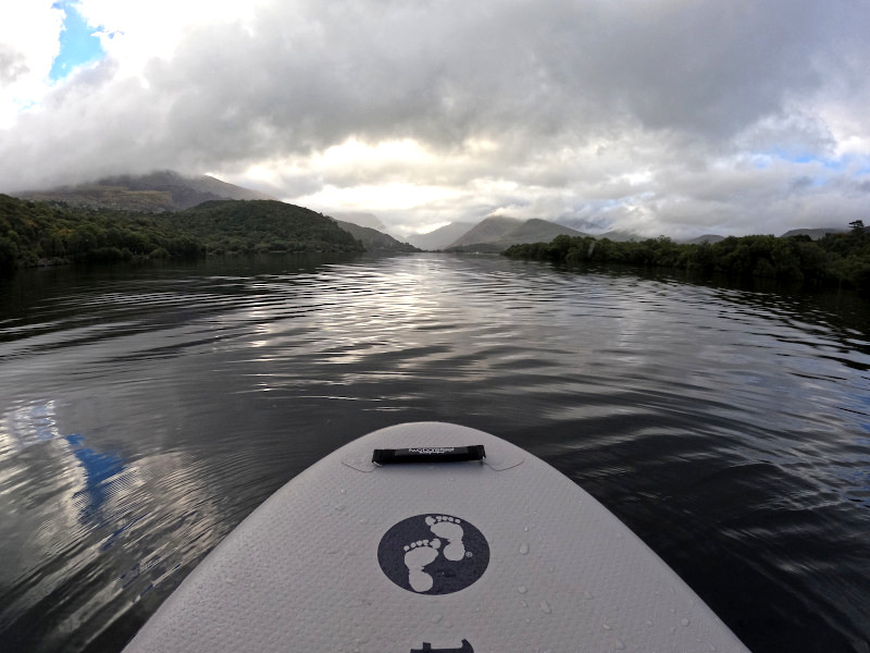 View of lakes and mountains Paddleboarding on Llyn Padarn.